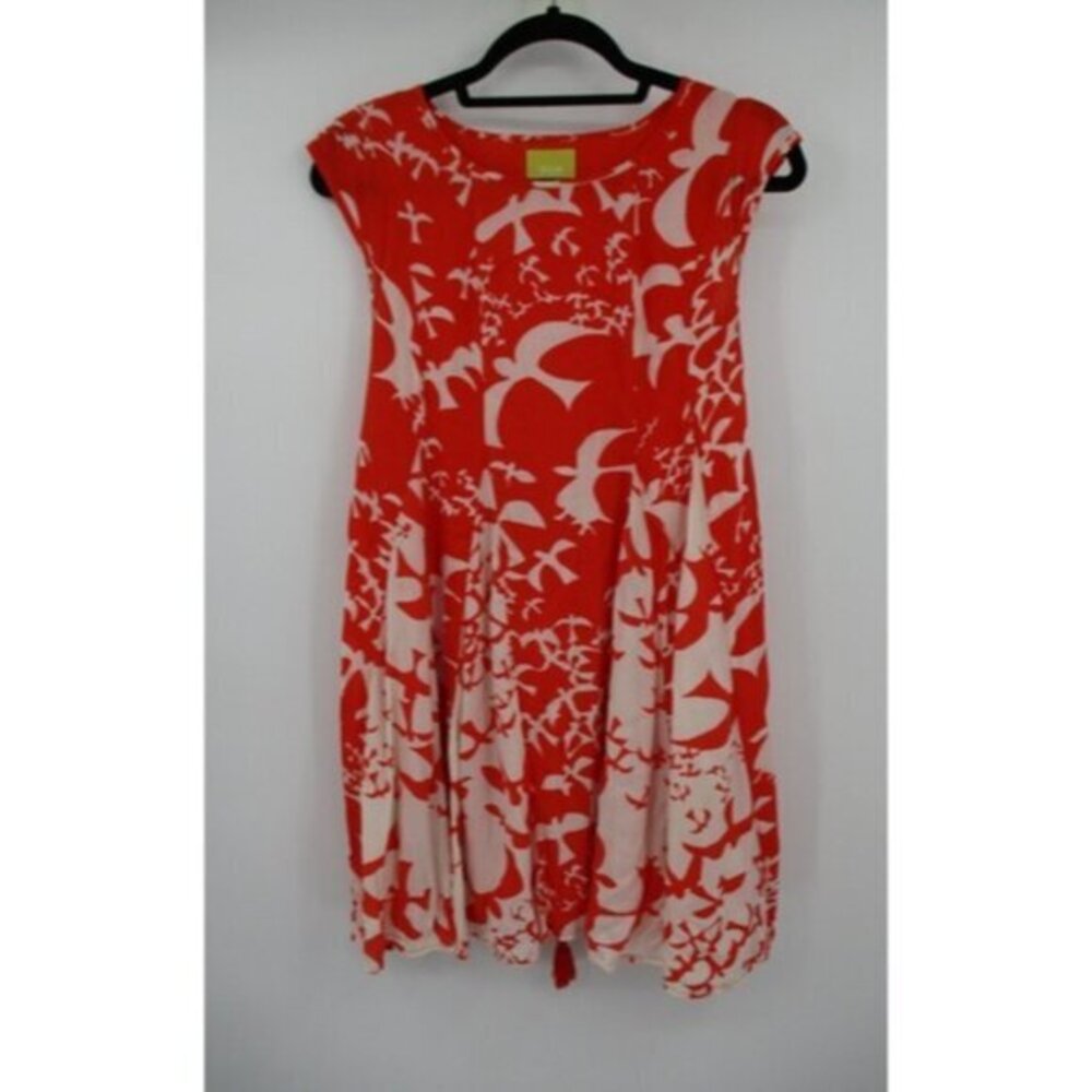ANTHROPOLOGIE Womens Dress XS Maeve Indiga Swing Back Lace Up with Tassels Boho